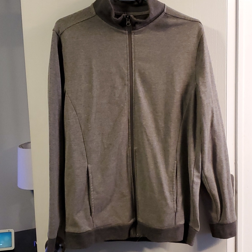 Structure Slim Fit Gray Zip Up Men's Sweater